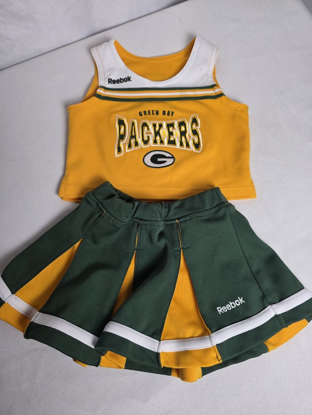 NFL Greenbay Packers Reebok Toddler Girl 2 Piece Cheerleader Outfit Size 2T